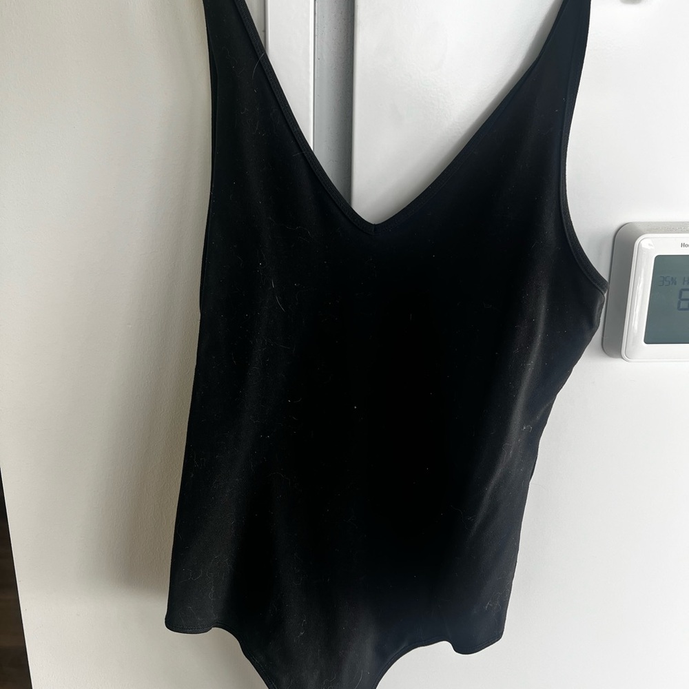 Black V Neck Bodysuit Tank Top